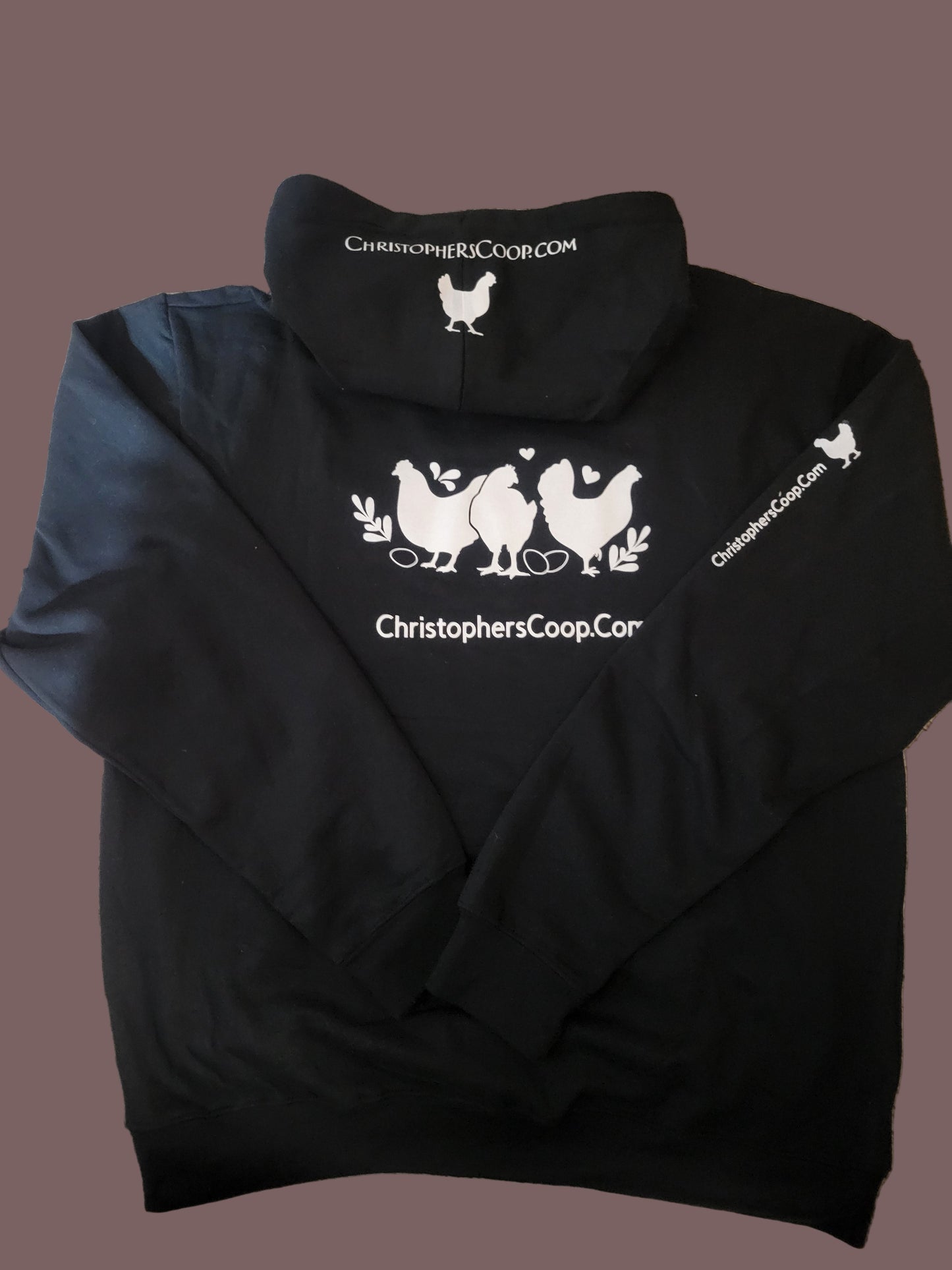 2XL CHRISTOPHER'S COOP HOODIE WITH Double Side Graphics "Chickens Everywhere"