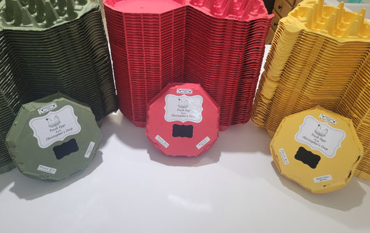 OCTAGON EGG CARTON KIT, 5 OF EACH COLOR, WITH SAFE HANDLING STICKER AND CARDS, Holds 1 Doz. EGGS