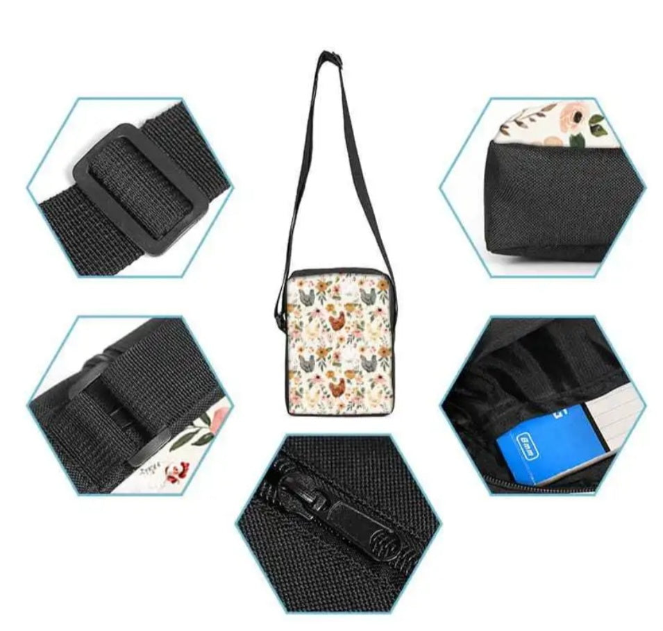 CROSS-BODY CHICKEN AND FLOWERS BAG!