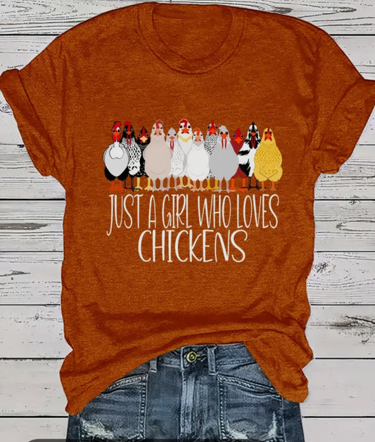 CHICKEN T-SHIRT "GIRL WHO LOVES CHICKENS"