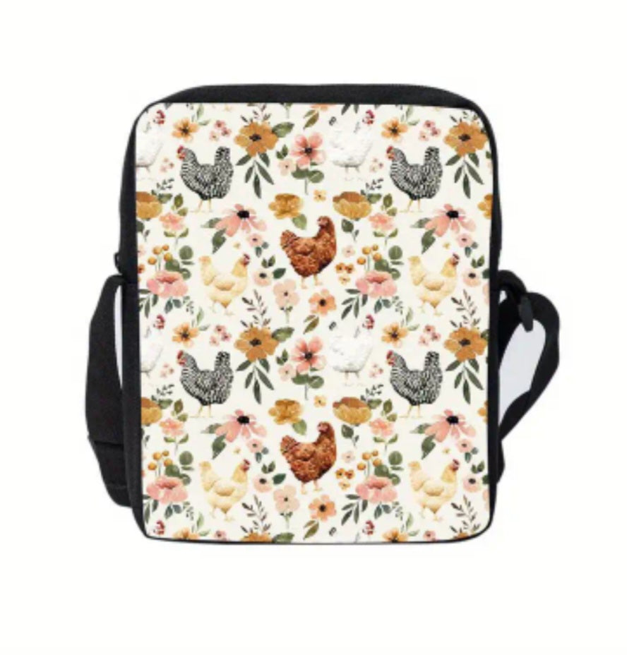 CROSS-BODY CHICKEN AND FLOWERS BAG!