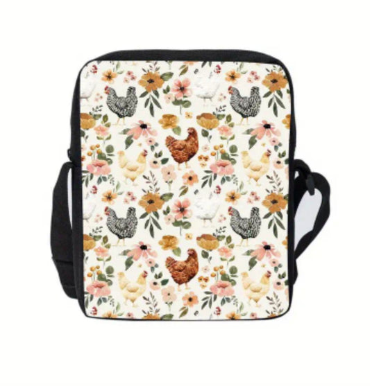 CROSS-BODY CHICKEN AND FLOWERS BAG!
