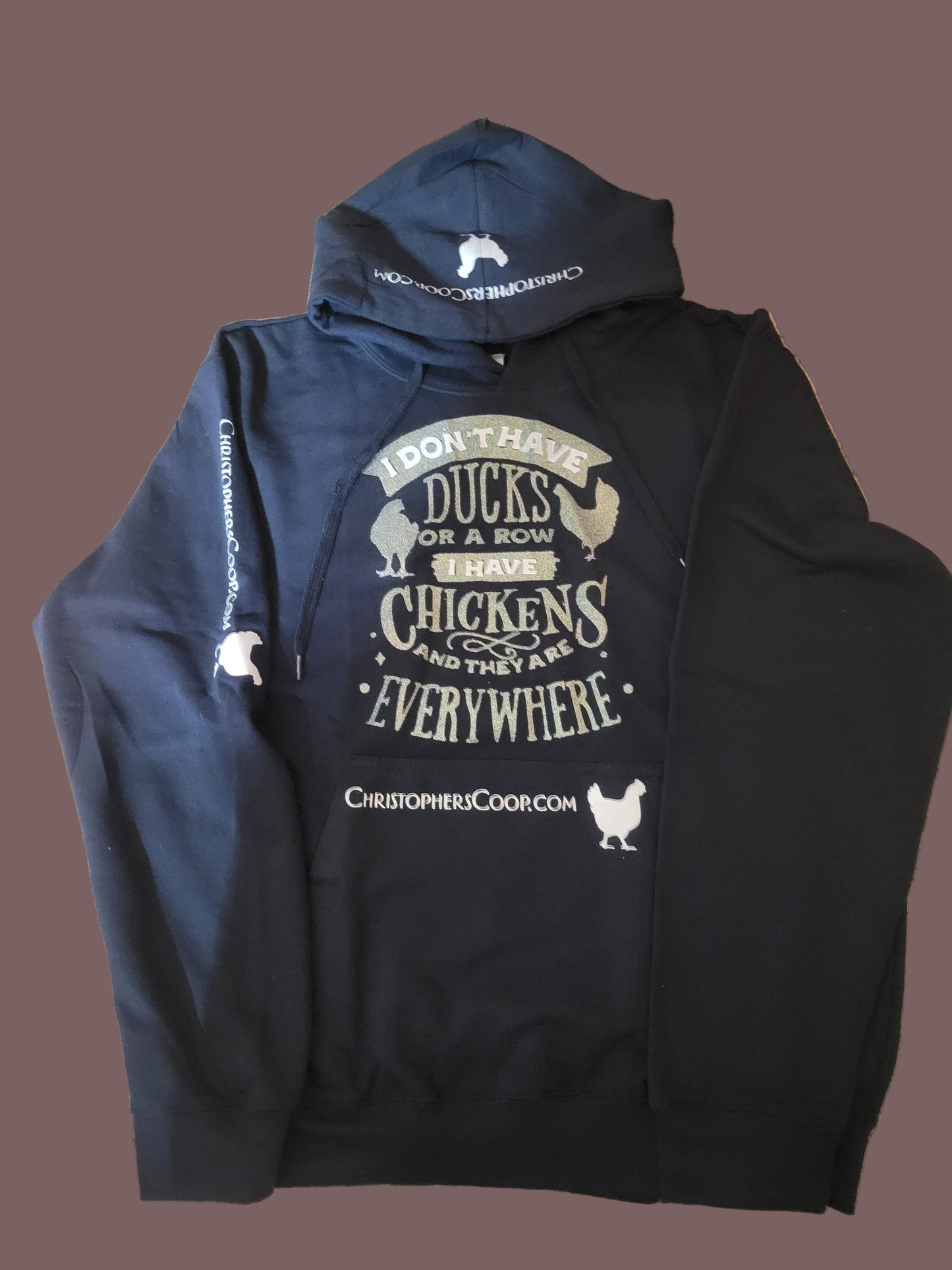 2XL CHRISTOPHER'S COOP HOODIE Sparkle "Chickens Everywhere"