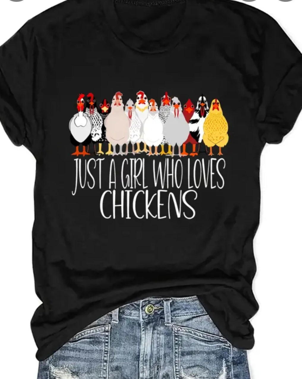 CHICKEN T-SHIRT "GIRL WHO LOVES CHICKENS"