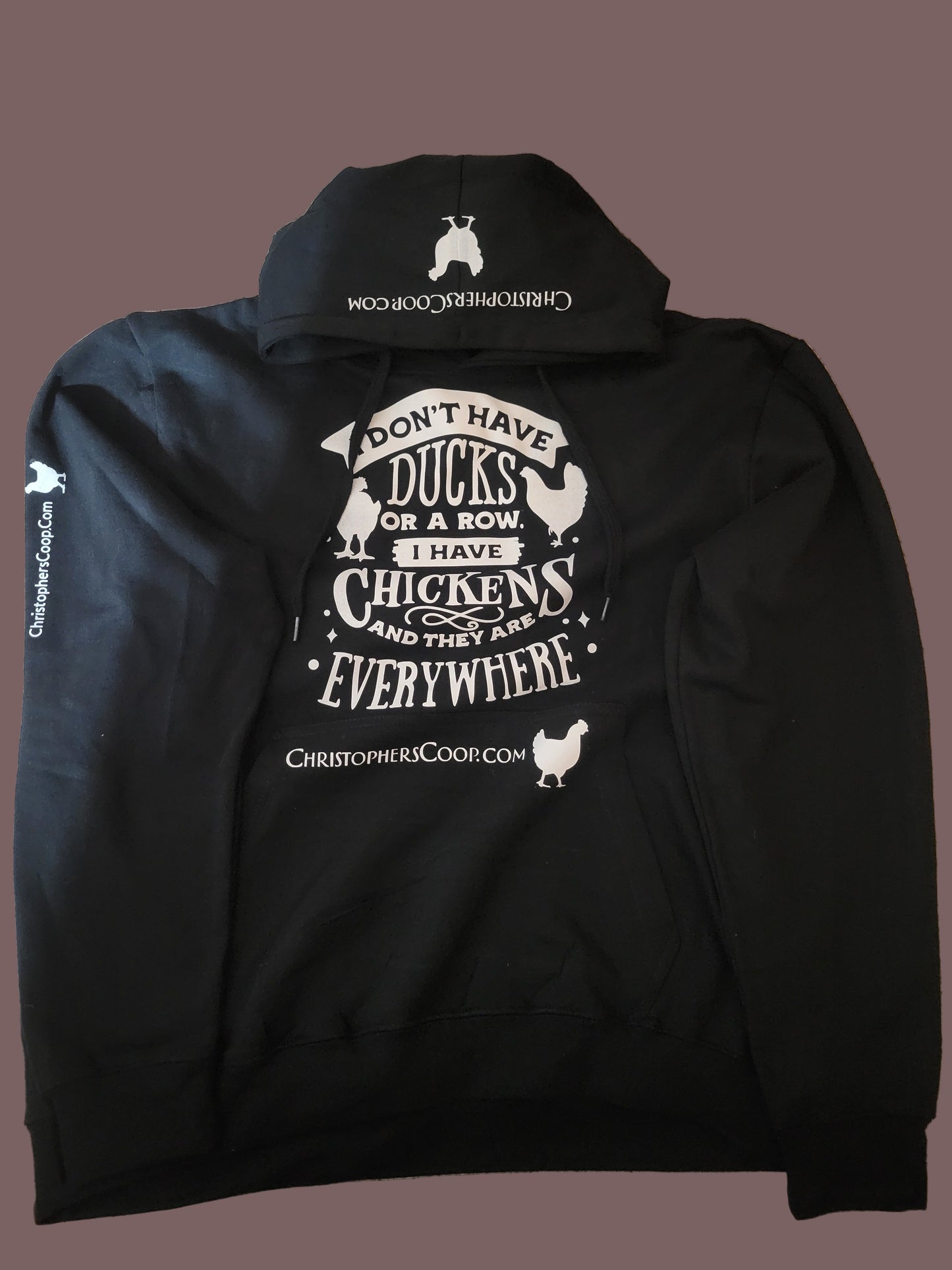 2XL CHRISTOPHER'S COOP HOODIE WITH Double Side Graphics "Chickens Everywhere"