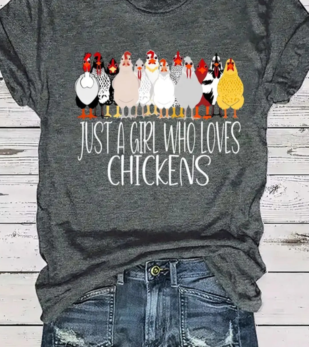 CHICKEN T-SHIRT "GIRL WHO LOVES CHICKENS"